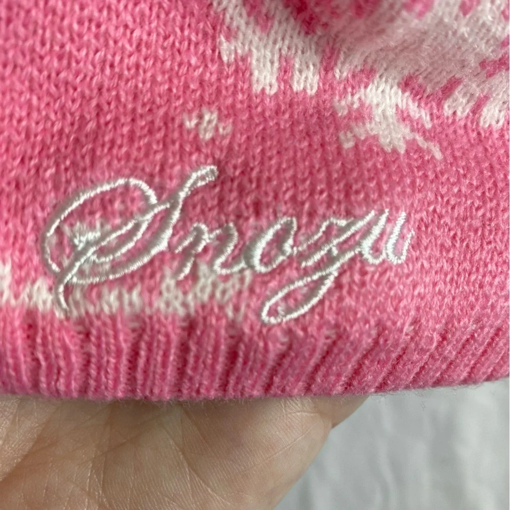 Snozu Pink and White Snowflake Beanie for Kids